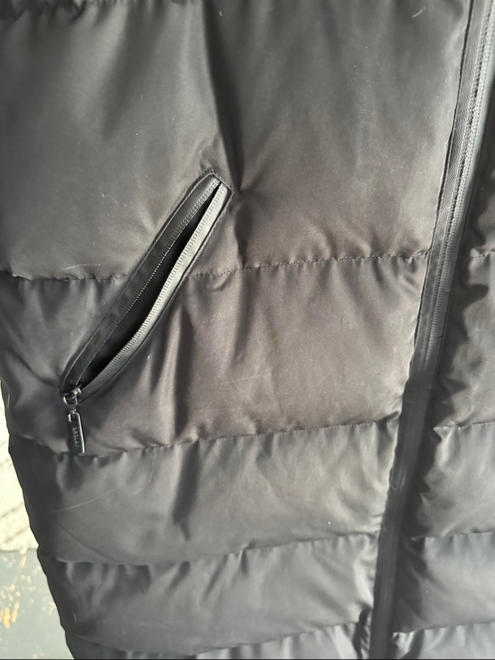 Women's Black Long Puffer Coat with Hood - Picture 5 of 8